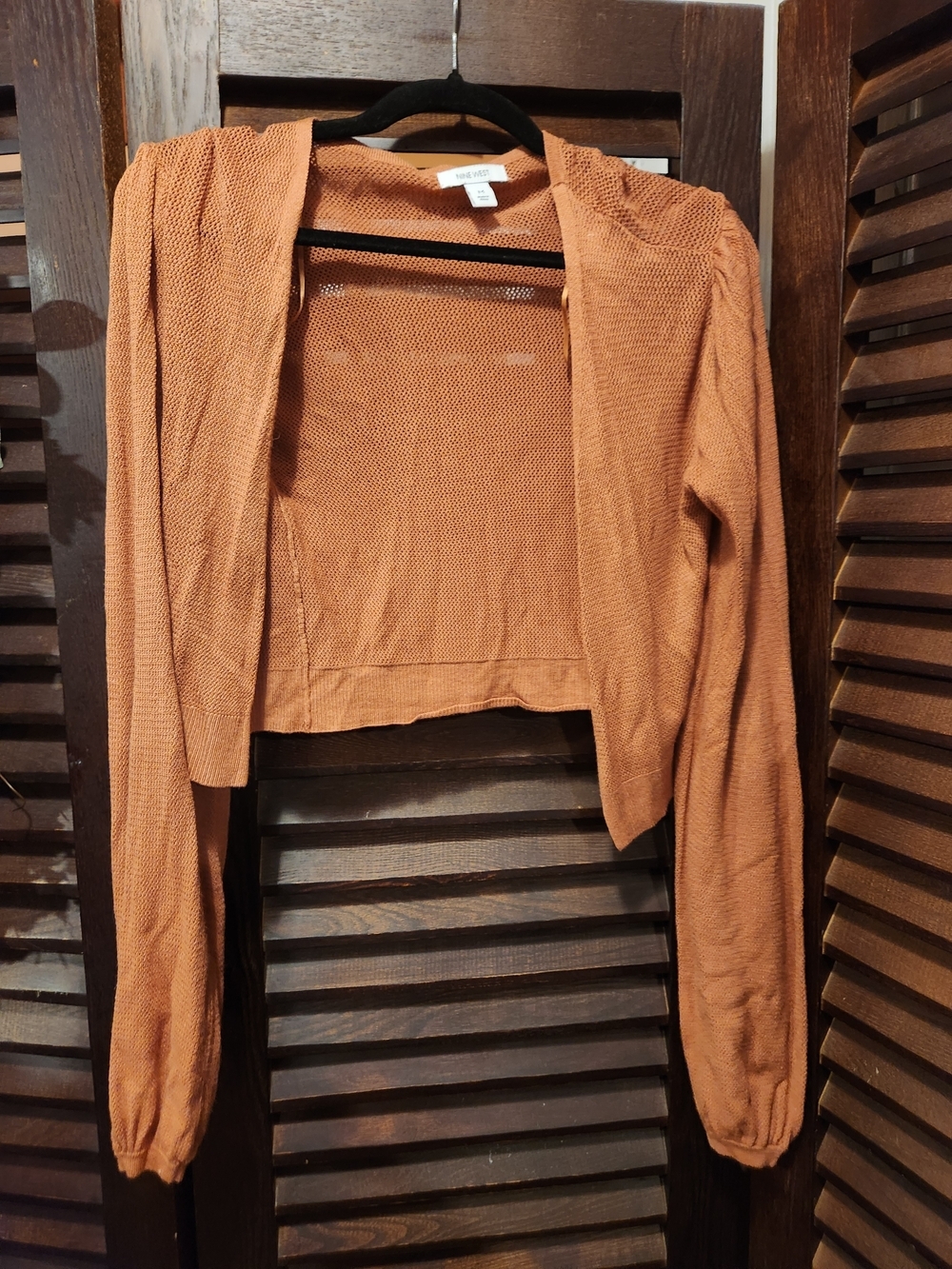 Nine West Rust Orange Open-Front Cropped Cardigan